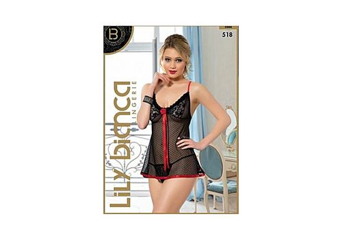Laly bianca Chemise De Nuit + String - Noir- Rouge au meilleur prix au Maroc