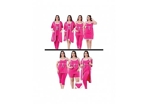 Jenika Pyjama HAREM SULTAN PYJAMAS SET 7 PIÈCES (GRANDES TAILLES) - Rose au meilleur prix au Maroc