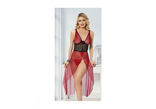 Laly bianca Chemise De Nuit + String - Rouge Foncé-Noir au meilleur prix au Maroc