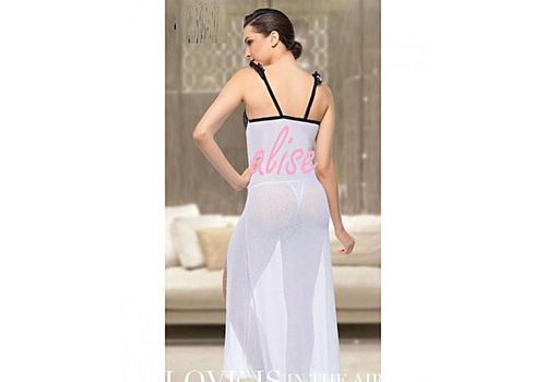 Ruselin Chemise De Nuit + String - Blanc au meilleur prix au Maroc