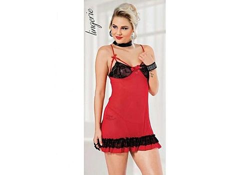Ruselin Chemise De Nuit + String - Rouge au meilleur prix au Maroc