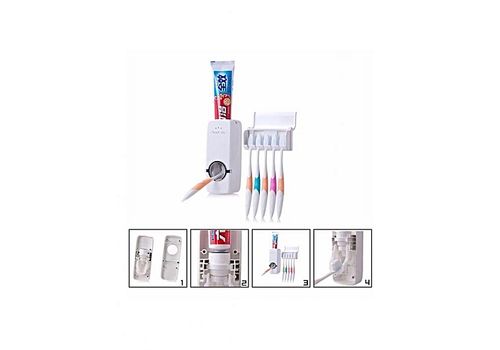 Touch me! Distributeur Automatique Dentifrice avec Porte Brosse à Dent Collé au Mur au meilleur prix au Maroc