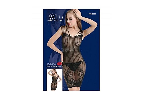 Bodystocking Noir Femmes Creux Sexy Lingerie Chemises de Nuit Siamois Bas Dentelle au meilleur prix au Maroc