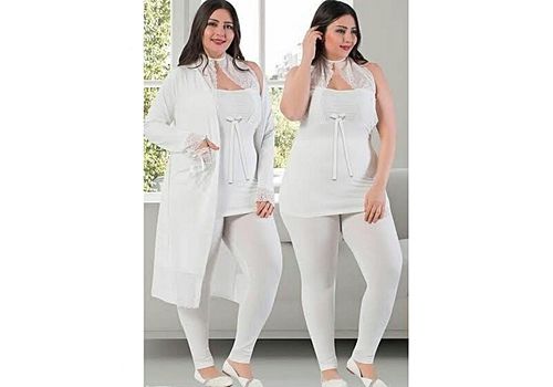 Jenika Pyjama de Nuit 3 pièce - Blanc au meilleur prix au Maroc