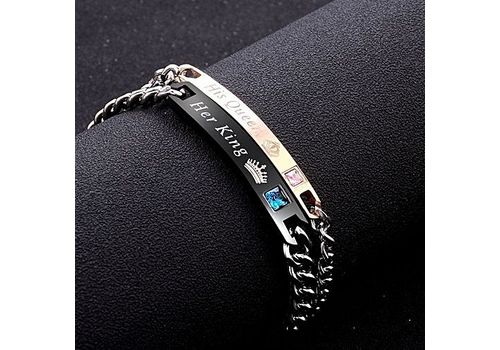 2 Bracelets Couple amoureux King & Queen en acier inoxydable au meilleur prix au Maroc