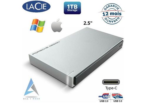 HDD Externe en aluminium 1To Porsche Design USB 3.0 / USB 2.0 au meilleur prix au Maroc