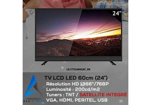 LEADER 24" LCD LED HD TNT  SATELLITE INTEGRE VGA HDMI PERITEL USB au meilleur prix au Maroc