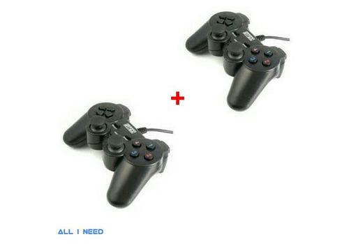 LOT 2 MANETTES PS2 ANALOGIQUES VIBRANTES NOIRES au meilleur prix au Maroc