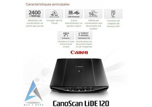 LiDE 120 Scanner A Plat de documents & Photos - Noir au meilleur prix au Maroc