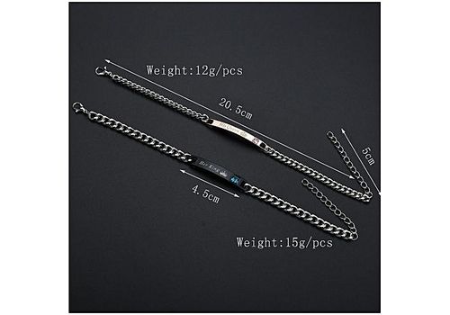 2 Bracelets Couple amoureux King & Queen en acier inoxydable au meilleur prix au Maroc