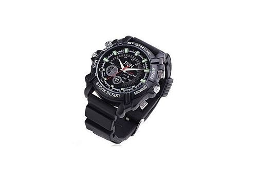 Montre caméra noir espion full HD 8Go nocturne au meilleur prix au Maroc
