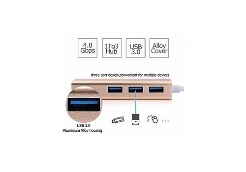 USB 3.1 type C vers RJ45 Ethernet avec 3 ports USB 3.0 Hub Pour MacBook au meilleur prix au Maroc
