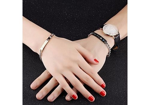 2 Bracelets Couple amoureux King & Queen en acier inoxydable au meilleur prix au Maroc