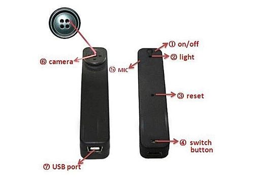 camera espion ou Bouton De Chemise camera cachée Avec Câble HD 8Go au meilleur prix au Maroc