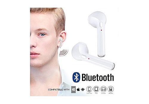 2 Écouteurs Sans Fil Bluetooth i7 TWS Compatible Android Apple et Windows Phone - Blanc au meilleur prix au Maroc