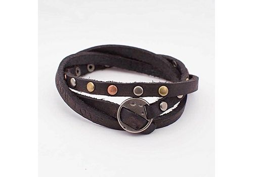 Diamant D'or Bracelet Peace & Love 100% Cuir - Noir au meilleur prix au Maroc