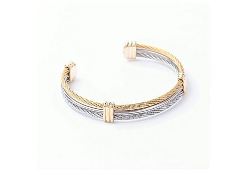 Diamant D'or Bracelet Câble 100% Acier Argenté-Doré + Boite cadeau au meilleur prix au Maroc