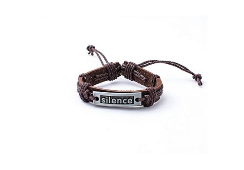 Almazy Bracelet en Cuir à motif Silence - Marron + Boite Cadeau au meilleur prix au Maroc