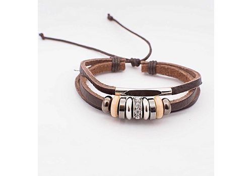 Diamant D'or Bracelet Los 100% Cuir Triple - Marron + Boite Cadeau au meilleur prix au Maroc