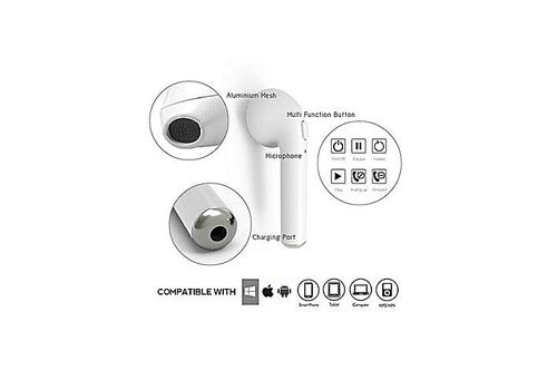 2 Écouteurs Sans Fil Bluetooth i7 TWS Compatible Android Apple et Windows Phone - Blanc au meilleur prix au Maroc