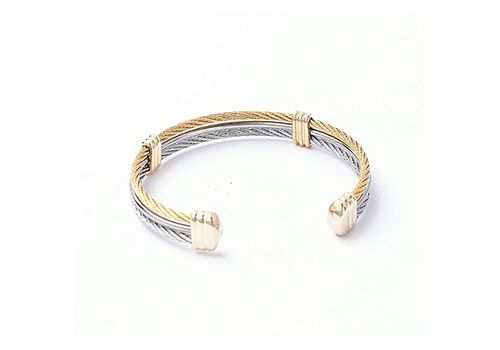 Diamant D'or Bracelet Câble 100% Acier Argenté-Doré + Boite cadeau au meilleur prix au Maroc