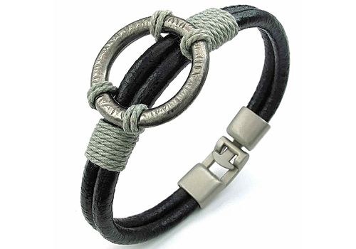 Diamant D'or Bracelet Rond en Cuir - Noir + Boite Cadeau au meilleur prix au Maroc