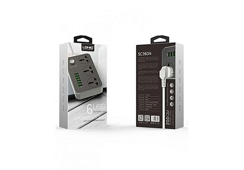 LDNIO Multiprises - 3 Prises de courant 6 Ports USB au meilleur prix au Maroc