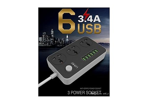 LDNIO Multiprises - 3 Prises de courant 6 Ports USB au meilleur prix au Maroc