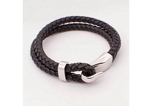 Diamant D'or Bracelet en Cuir double Tresse à motif en Acier Inoxydable - Noir + Boite Cadeau au meilleur prix au Maroc