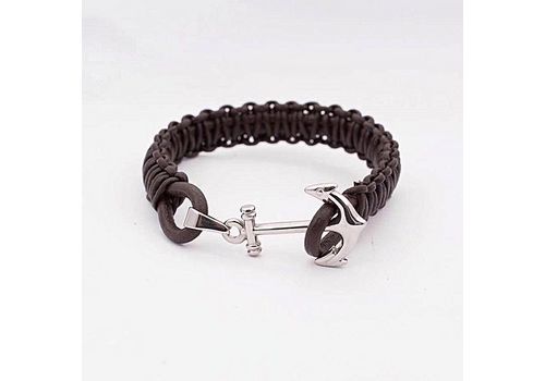 Rêve diamant Bracelet Marine Tressé en cuir 100% Acier - Marron + Boite Cadeau au meilleur prix au Maroc