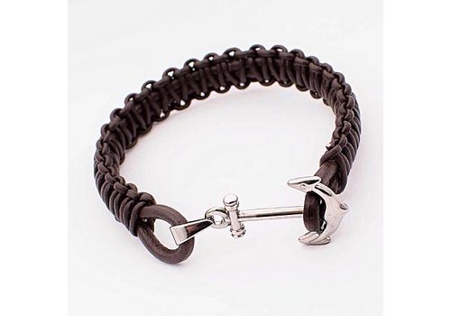 Rêve diamant Bracelet Marine Tressé en cuir 100% Acier - Marron + Boite Cadeau au meilleur prix au Maroc