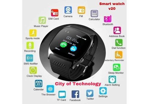 Smart Watch V20 Noir compatible avec INWI ORANGE MAROC TELECOM  Appel -message -bluetooth v8 au meilleur prix au Maroc