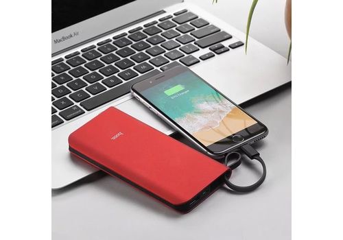 Power bank rouge original Bloc d'alimentation micro-USB intégré «J25A New power» 10000mAh au meilleur prix au Maroc