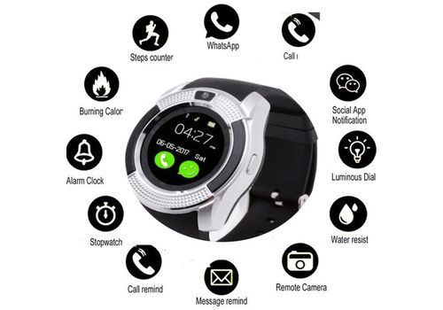 Smart Watch V8 gris version internationale au meilleur prix au Maroc