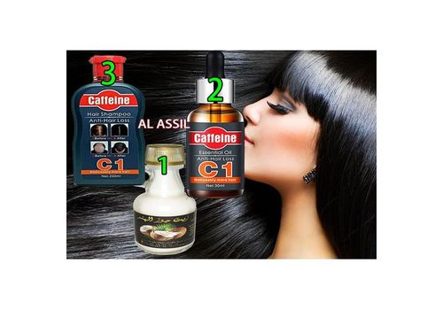 PACK 3 en 1 Shampoing CAFFEINE + C1 Caféine huile ,shampoing et  sérum  anti-chute + Huile de coco raffiné au meilleur prix au Maroc