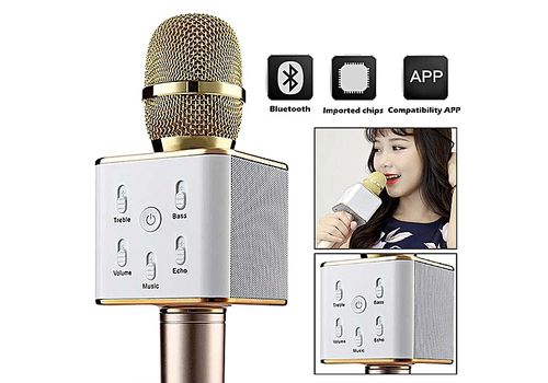 Microphone sans fil karaoke Bluetooth avec haut-parleur-Dore au meilleur prix au Maroc