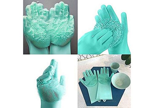GANTS DE NETTOYAGE MULTI-USAGES de Qualite- gants pour vaisselle, evier, salle de bain et voiture-Couleur Vert aigue marine au meilleur prix au Maroc