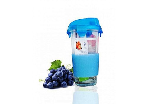 MZ.Lux Mug de voyage en verre et silicone-Bleu au meilleur prix au Maroc