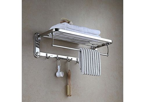 Support mural en aluminium pour serviettes et Vetements pour Salle de Bain avec 5 crochets multifonctionnel au meilleur prix au Maroc