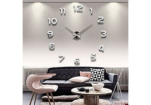 DIY Grande Horloge Murale Design 3D 1,20m - Silver MZ.LUX au meilleur prix au Maroc