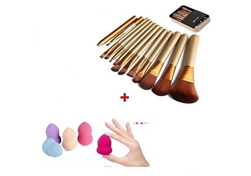 12 Pinceaux + 1 Eponge pour l'application de fonds MZ.LUX au meilleur prix au Maroc