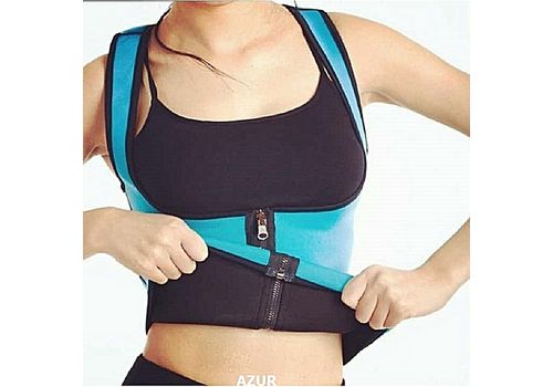 Gilet de Sudation Minceur Perte Poids au Ventre -Sauna pour Femme en Neoprene avec zipper-Bleu au meilleur prix au Maroc