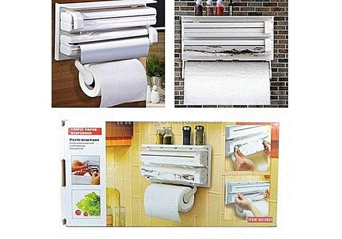 Support rouleaux triple avec Montage mural 4-en-1 pour film alimentaire papier Serviette et feuilles d'aluminium et etagere des epices au meilleur prix au Maroc