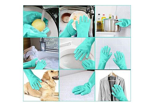GANTS DE NETTOYAGE MULTI-USAGES de Qualite- gants pour vaisselle, evier, salle de bain et voiture-Couleur Vert aigue marine au meilleur prix au Maroc