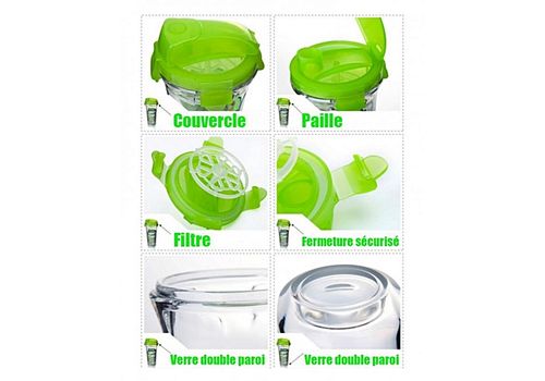 MZ.Lux Mug de voyage en verre et silicone-Bleu au meilleur prix au Maroc