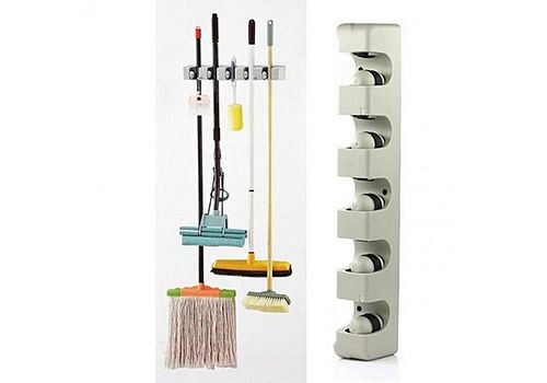 Support de rangement mural pour balais, et autre outils a 5 Compartiments + 6 Crochets au meilleur prix au Maroc