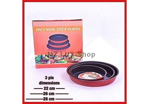 Pack 3 Moules pour Cake en acier inoxydable forme rond 22cm /26cm/28cm au meilleur prix au Maroc