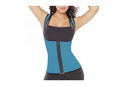 Gilet de Sudation Minceur Perte Poids au Ventre -Sauna pour Femme en Neoprene avec zipper-Bleu au meilleur prix au Maroc
