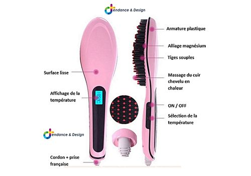 MZ.Lux Brosse Lissante Avec Affichage Lcd -Rose au meilleur prix au Maroc