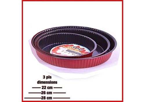 3 Moules pour Cake en acier inoxydable forme rond 22cm /26cm/28cm au meilleur prix au Maroc
